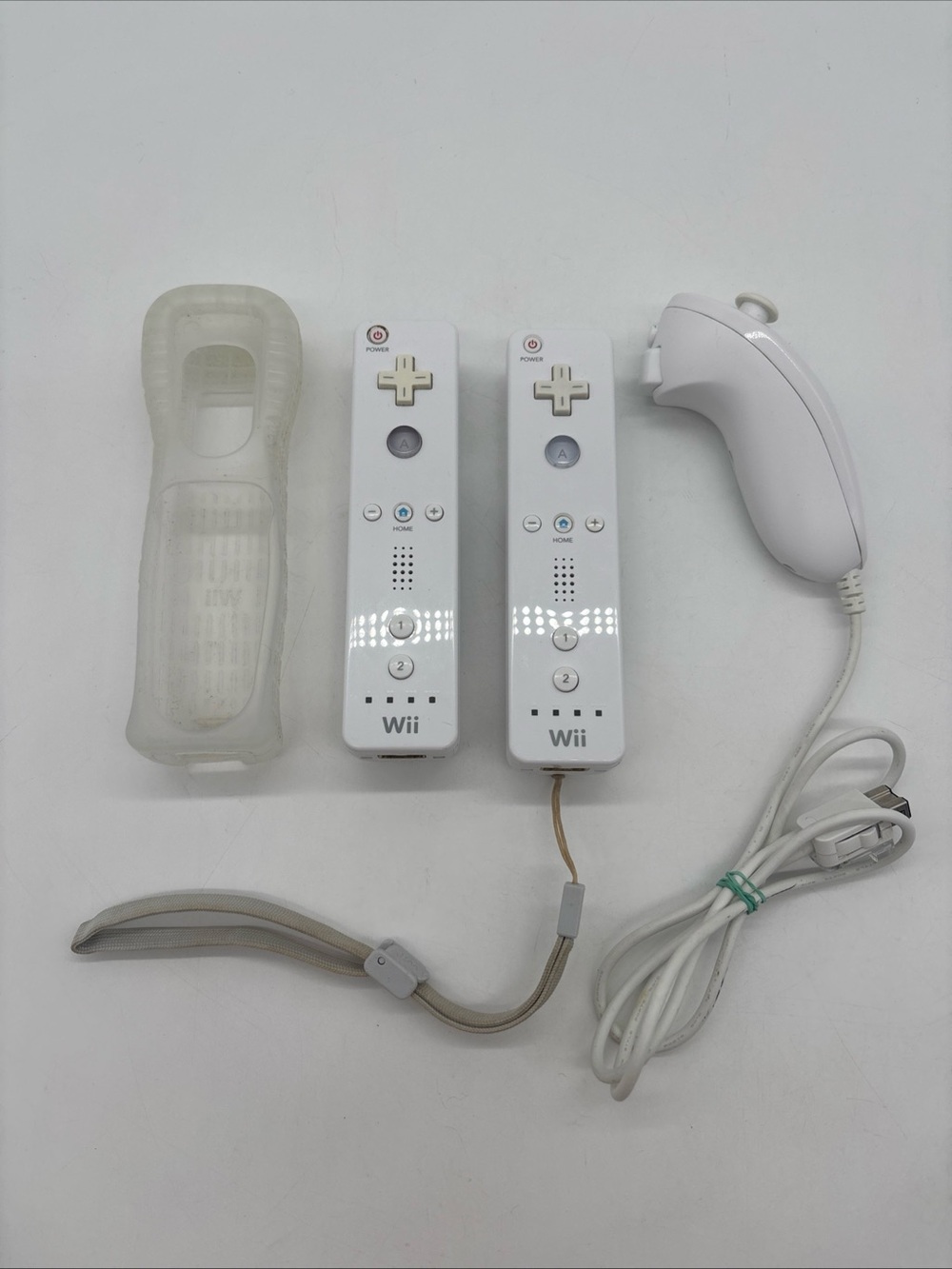 Lot of 2 Nintendo Wii Controller White Official RVL-003 w/ Nunchuck Tested